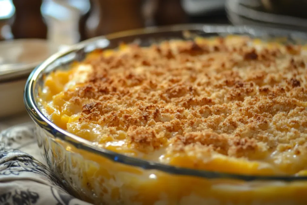 Squash casserole with cracker topping