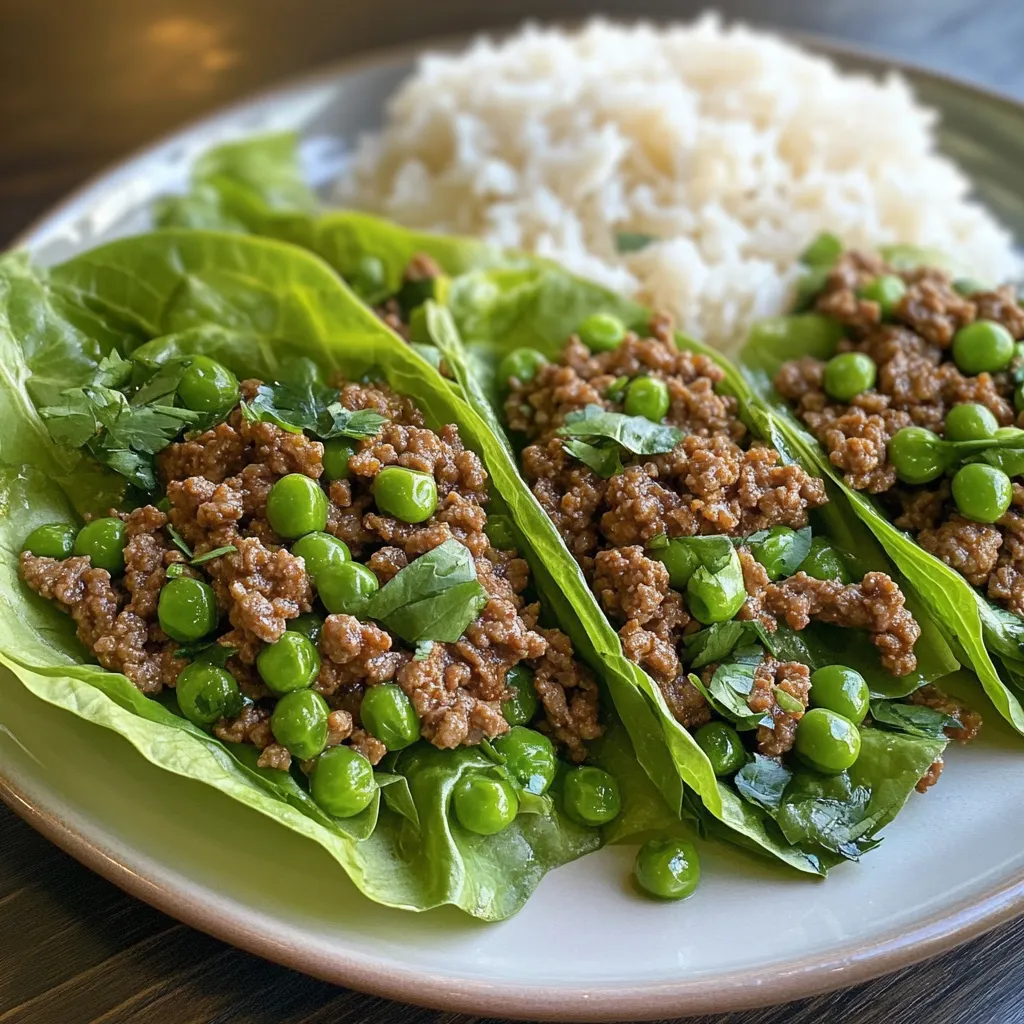 Ground Beef Lettuce Wraps with Snap Peas