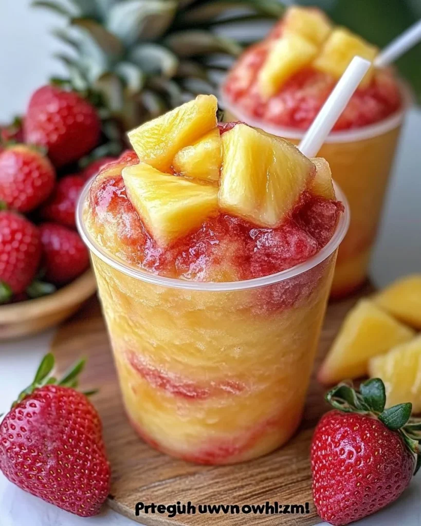 pineapple strawberry swirled slushies refreshing summer drink swirled with fruit flavors