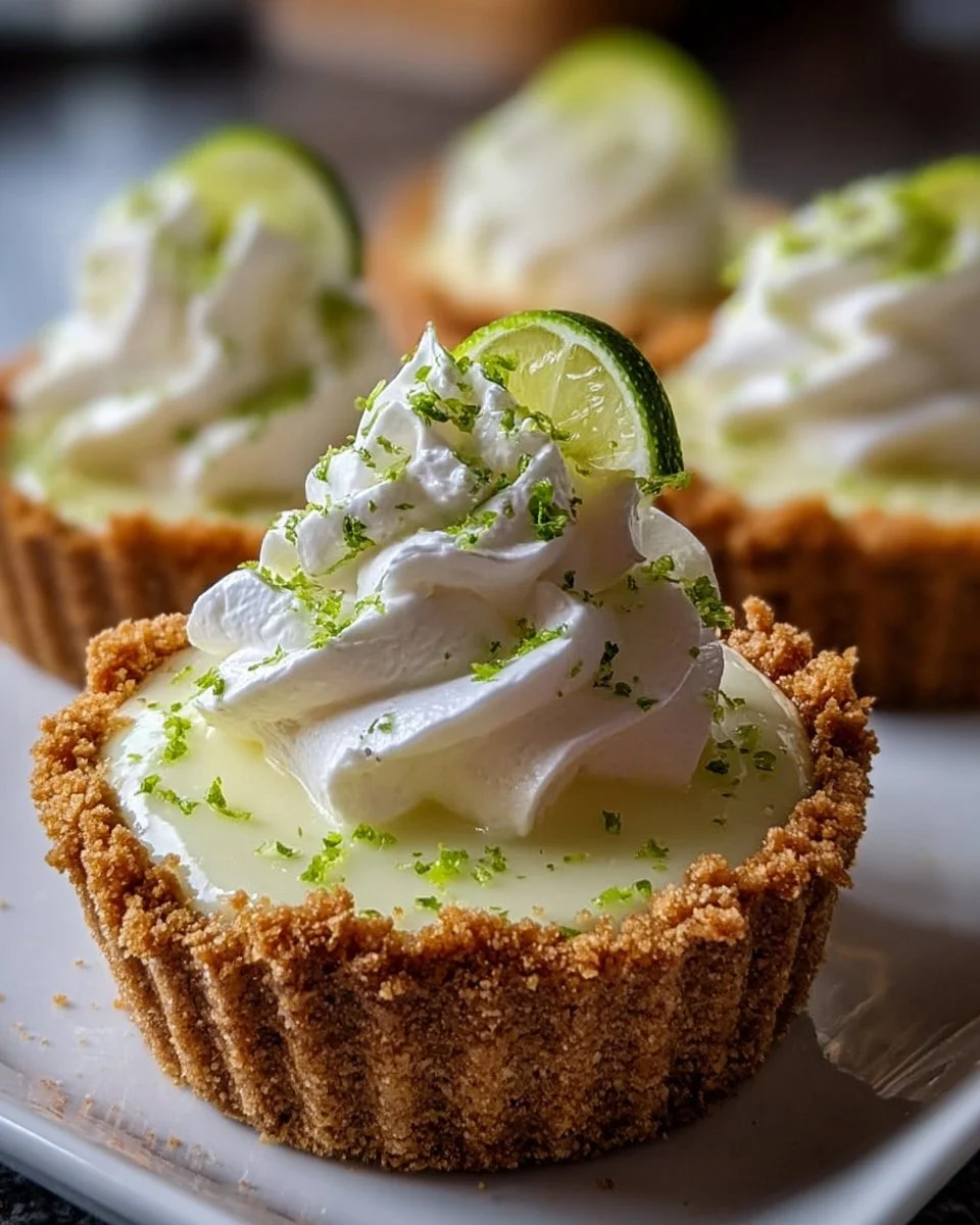 No-Bake Key Lime Pie Cups displayed on a dessert plate