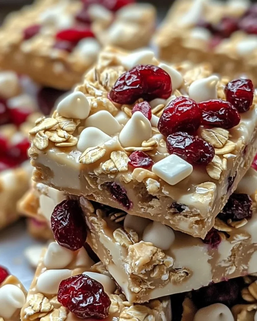 No-bake white chocolate cranberry oat clusters on a plate