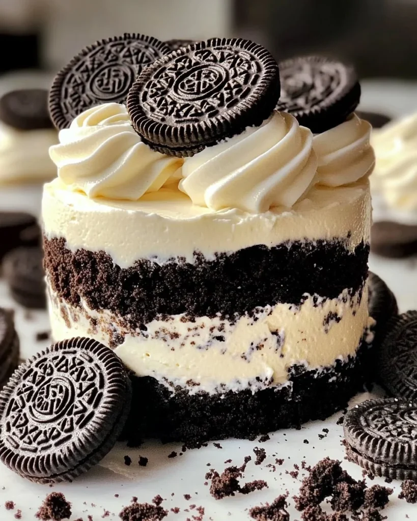 OREOS cookies and cream dessert beautifully arranged on a plate