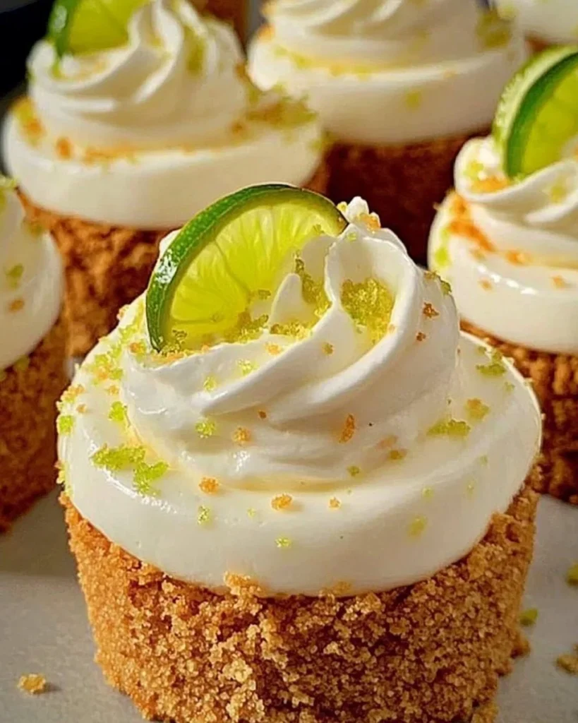 Delicious summer mini key lime cheesecakes garnished with lime slices