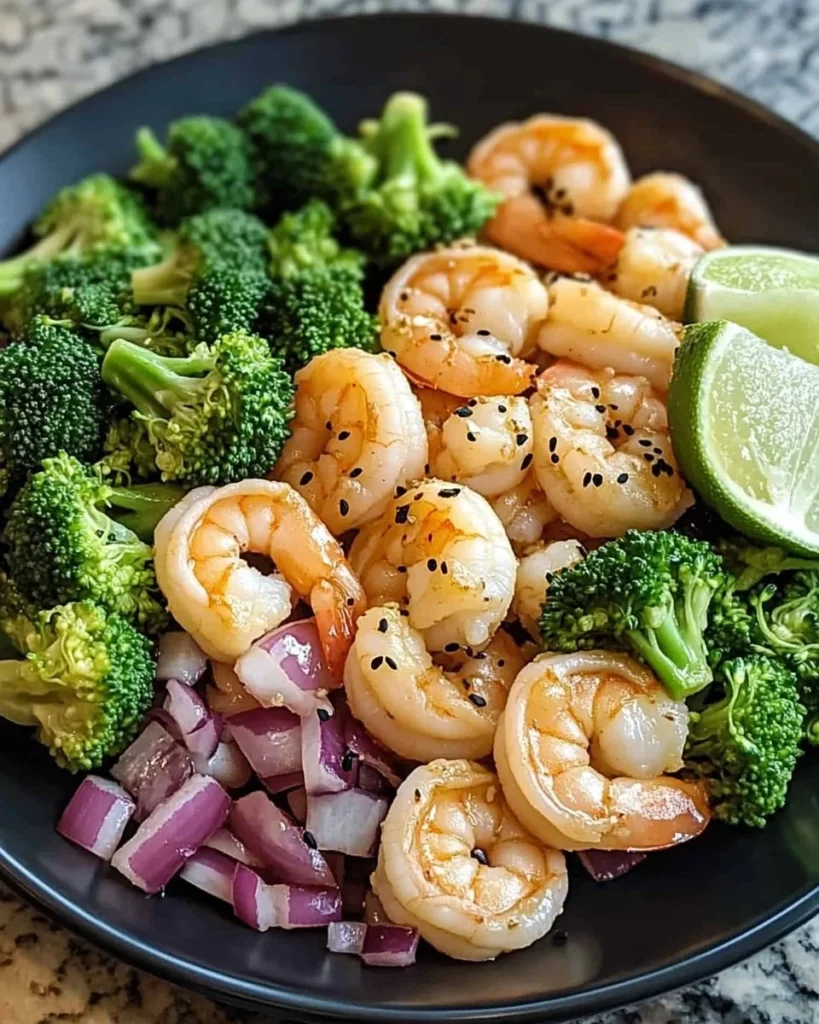 Quick shrimp and broccoli stir-fry in a colorful bowl with vegetables