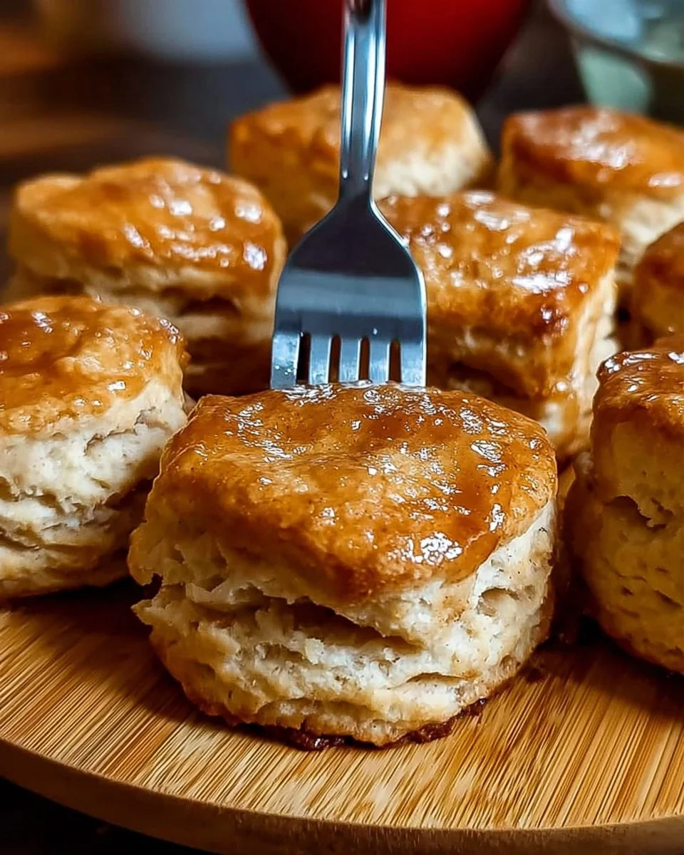 Freshly baked apple pie biscuits on a wooden table