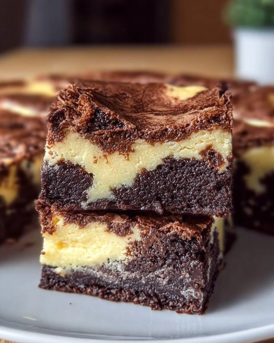 Delicious cheesecake brownies with creamy topping and chocolate base