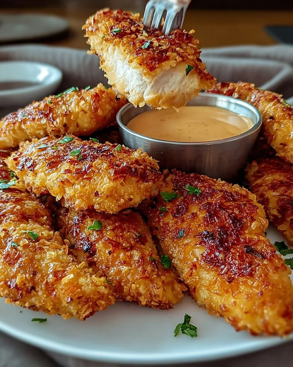 Delicious easy crack chicken tenders on a plate with dipping sauce