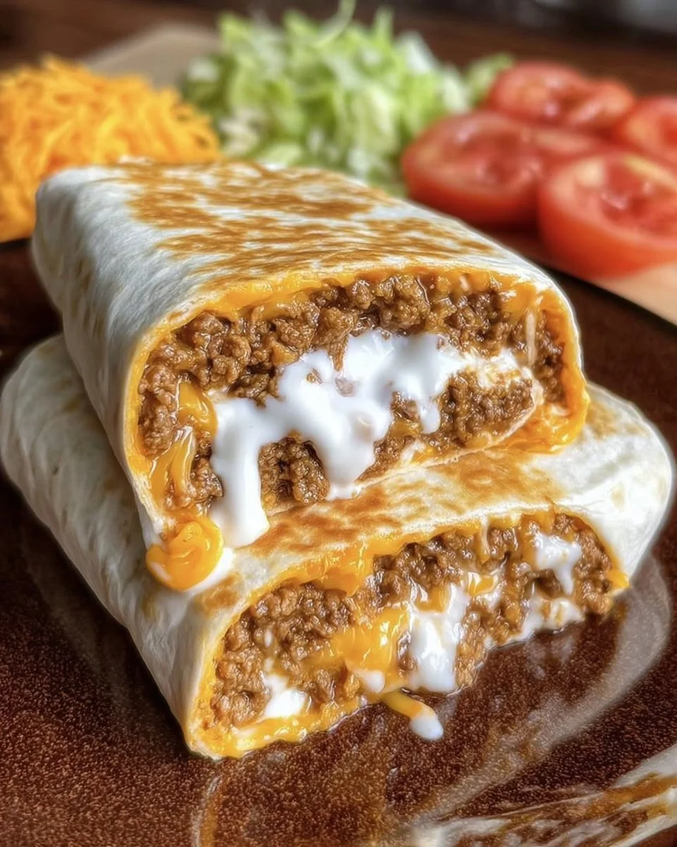 Taco Bell Cheesy Quesarito filled with beef and cheese in a tortilla