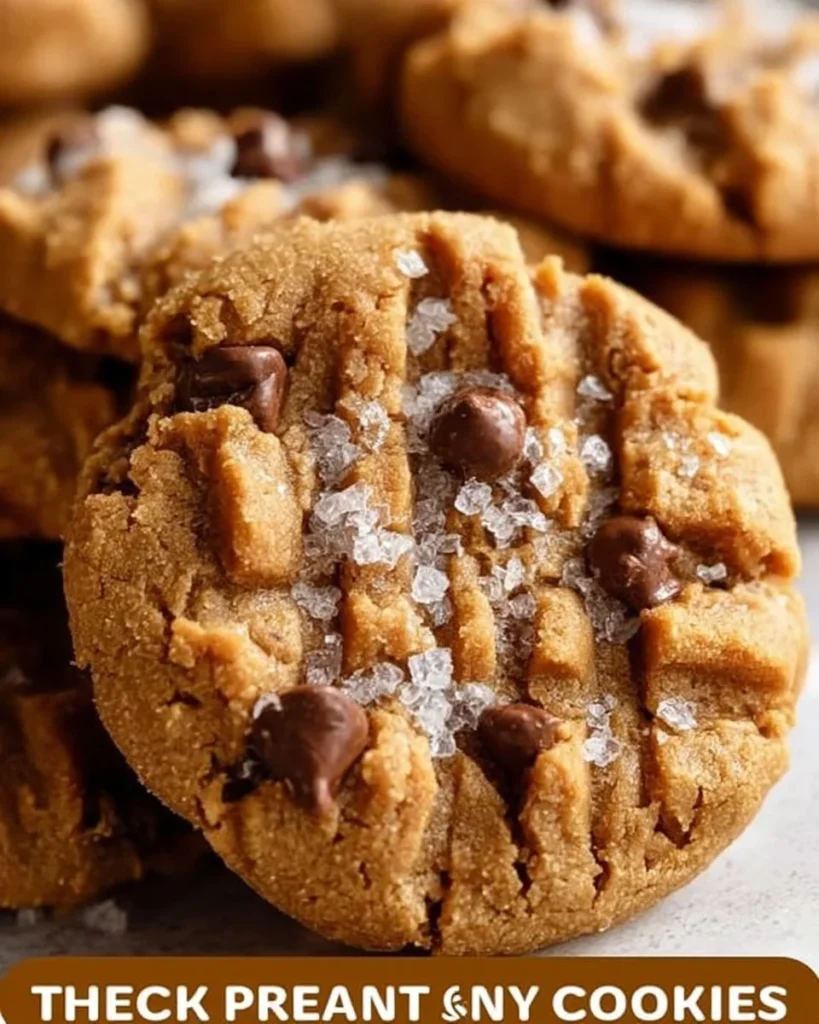 Thick and chewy peanut butter cookies fresh out of the oven